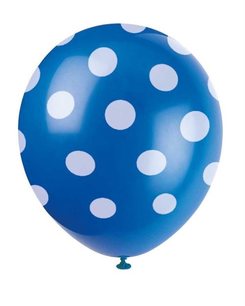 Haza Original ballons pointillés bleu/blanc 30 cm 6 pièces
