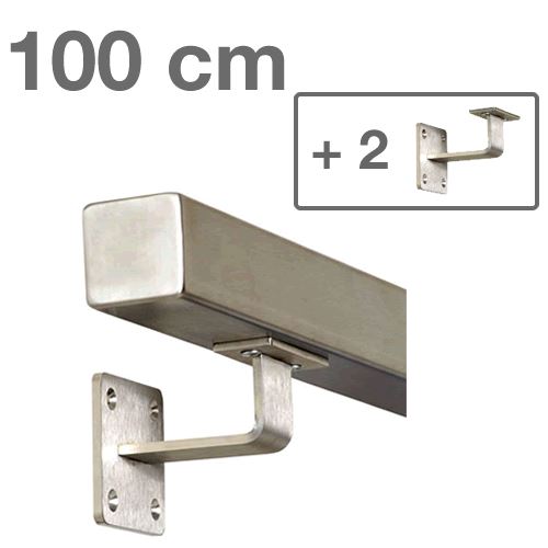 Main courante carrée 100 cm + 2 supports