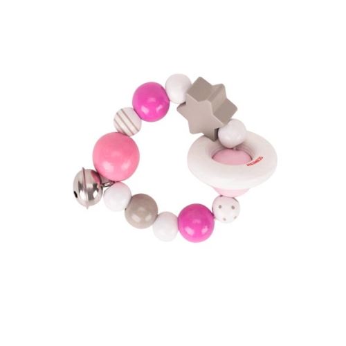 Hochet flexible rose, gris, blanc