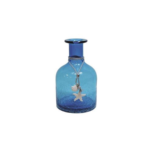 Aubry Gaspard - Vase petite bouteille en verre teinté bleu
