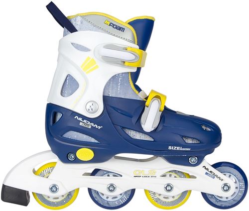 NIJDAM garçons patins à roues alignées taille bleu / jaune réglable 27/30