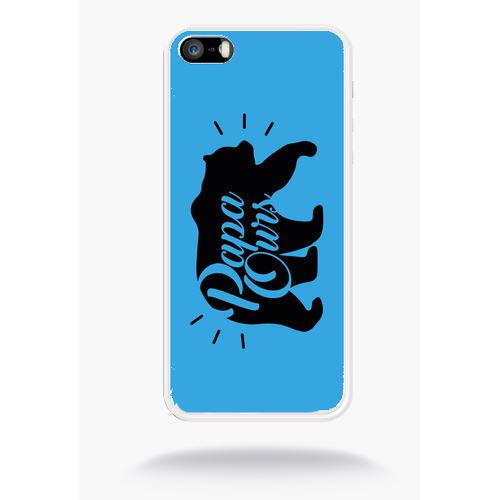 Coque Papa Ours Fond Bleu Compatible Apple Iphone 5 Silicone Blanc Mat