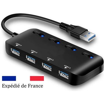 5€ sur Multiprise USB Hub Splitter USB 3.0 4 Ports haute vitesse