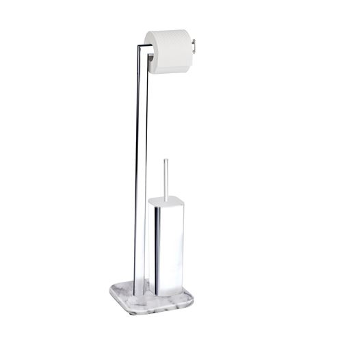 Valet WC design marbre Onyx - L. 22 x H. 73 cm - Argent