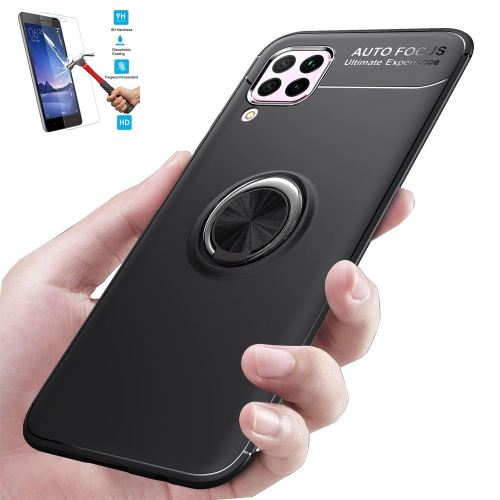 Coque Huawei P40 Lite Finger Noir Avec Film Verre Trempé Housse Etui Magnétique Rotatif hfs-house®