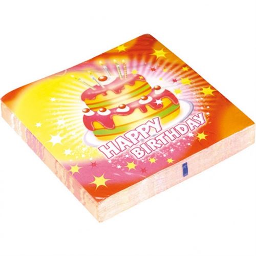 Amscan serviettes joyeux anniversaire 20 pièces 33 cm
