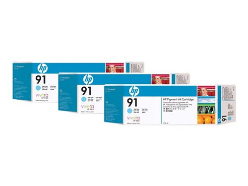 HP 91 3-ink Multipack - pack de 3 - cyan clair - originale - cartouche d'encre