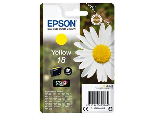 Epson 18 - 3.3 ml - jaune - original - cartouche d'encre - pour Expression Home XP-212, 215, 225, 312, 315, 322, 325, 412, 415, 422, 425