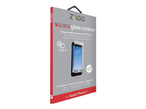ZAGG InvisibleShield Glass Contour - Schermbeschermer - wit - voor Apple iPhone 7