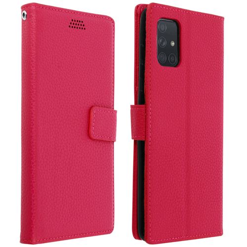 Etui pour Samsung Galaxy A51 avec Porte carte Support Vidéo et Dragonne rose