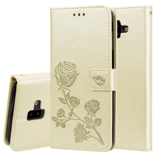 Etui en PU motif de roses or pour votre Samsung Galaxy J6 Plus