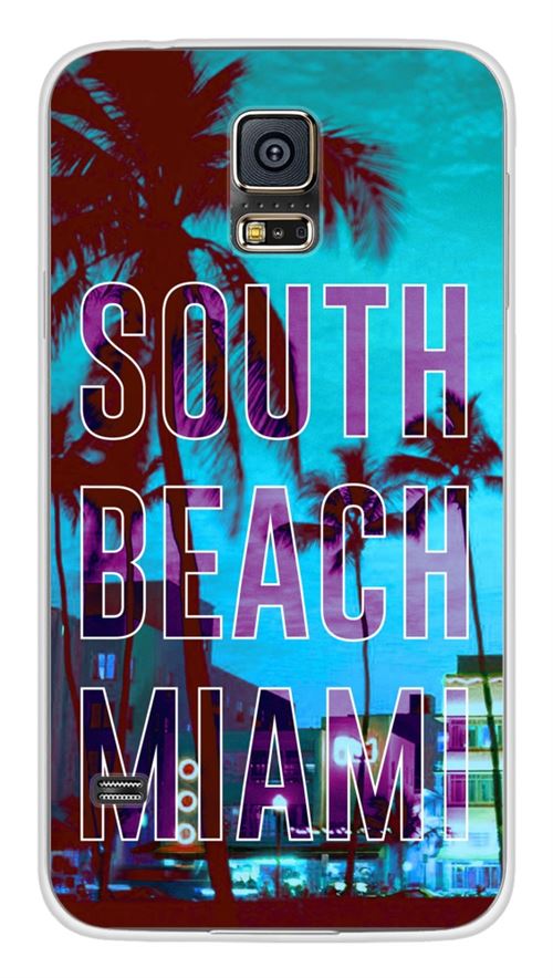 Coque en silicone imprimée compatible Samsung Galaxy S5 South beach miami