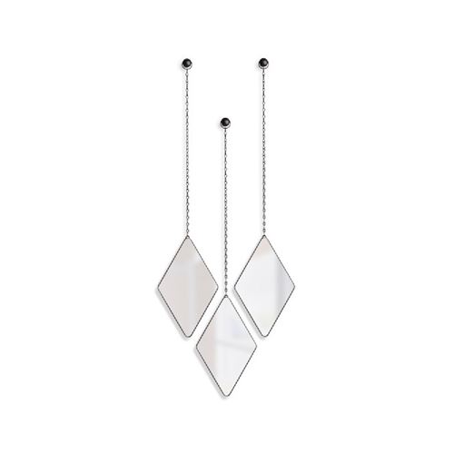 Jeu De 3 Miroirs Suspendus Métal Noir Dima - Umbra - Noir - Verre