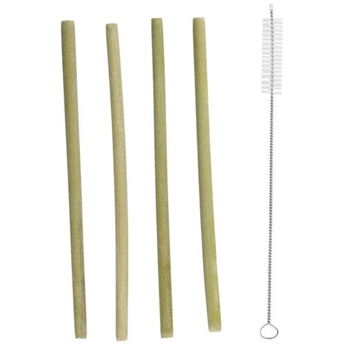 Pick & Drink - 4 pailles en bambou avec goupillon