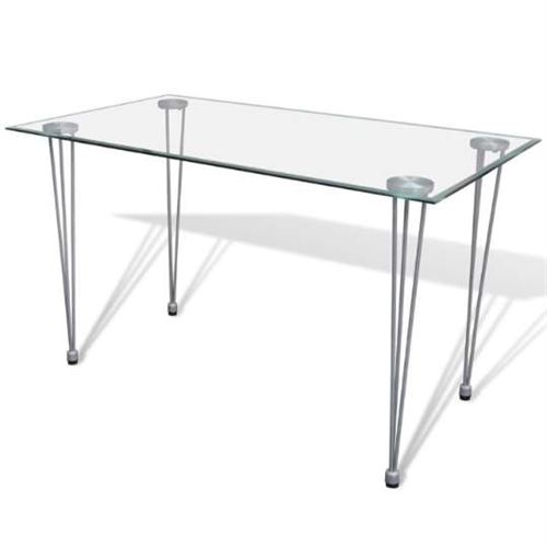 vidaXL Eettafel met glazen tafelblad transparant