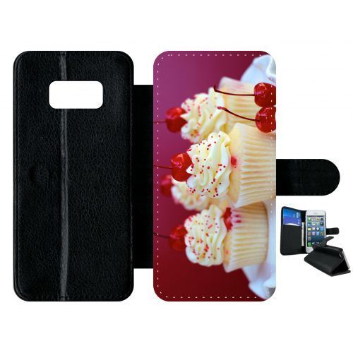 Etui à rabat samsung galaxy s8 cupcakes cerise amande