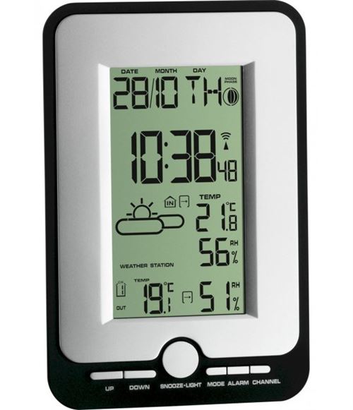 Station m&eacute;t&eacute;o radiopilot&eacute;e num&eacute;rique TFA Dostmann 35.1134.10 argent
