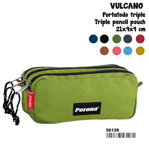 Montichelvo Montichelvo Triple Penc. Pouch Pr Vulcano Green Trousses, 21 cm, Vert (Green)