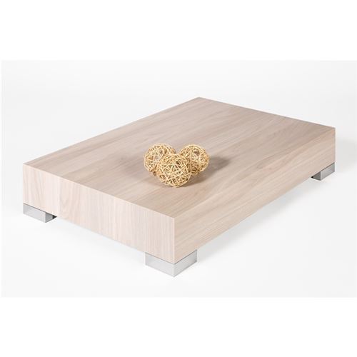 Mobilifiver Table basse, iCube 90, Orme Perle, 90 x 60 x 18 cm, Mélaminé/Acier INOX satiné, Made in Italy