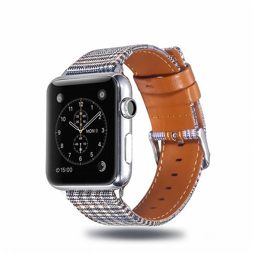 Bracelet en PU taille et tissu réglables 007 pour votre Apple Watch Series 4 44mm/Series 3/2/1 42mm