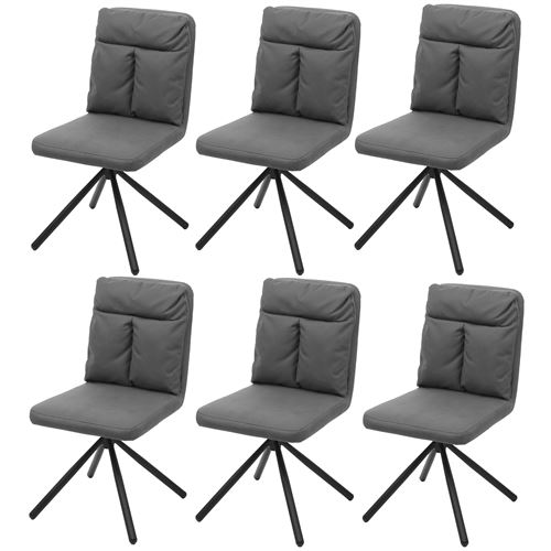 6x Chaise de salle à manger MENDLER HWC-G58 tissu gris