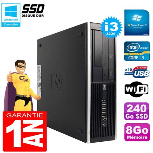 Pc hp compaq pro 6300 sff i3-3220 ram 8go disque 240go ssd graveur dvd wifi w7