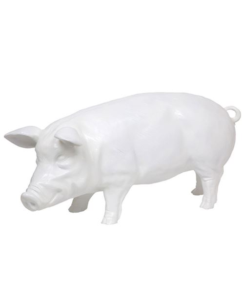 Statue en résine cochon blanc - 97 cm