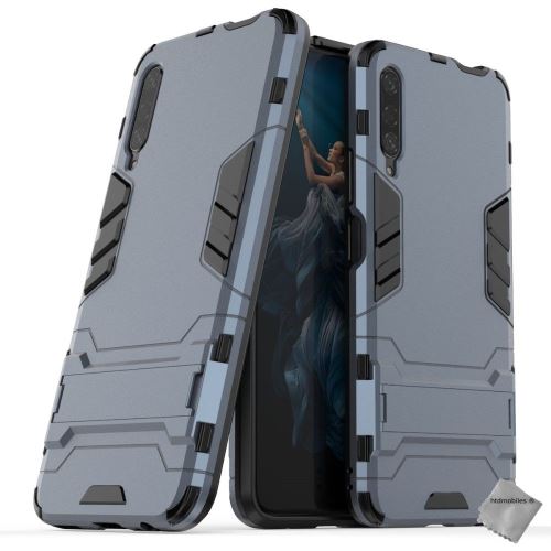 Housse etui coque rigide anti choc pour Huawei Honor 9X avec verre trempe - BLEU FONCE