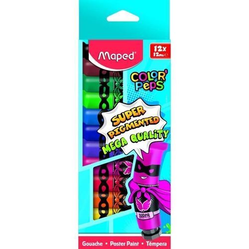 Maped m810510 couleurs de la gouache color peps en boîte, plusieurs couleurs, 12 x 12 ml