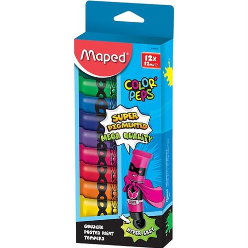 MAPED Peinture gouache en tube - 12 x 12 ml