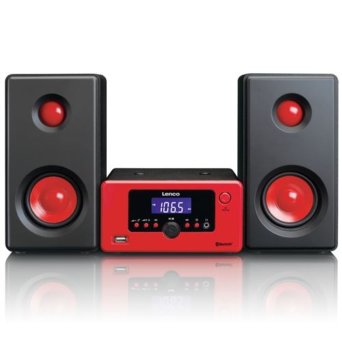 Lenco mc-e 020 Chaine compacte avec Bluetooth FM Radio et USB Rouge rot