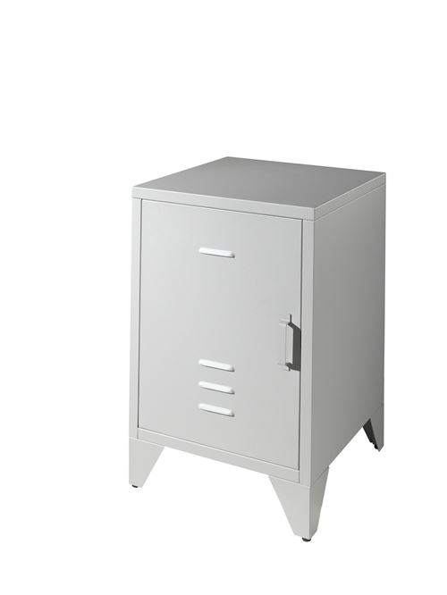 Non Communiqué Gris Vipack Chevet En Métal Bronxx 1 Porte 1 Etagere 60X40x40cm Mat - Image 1