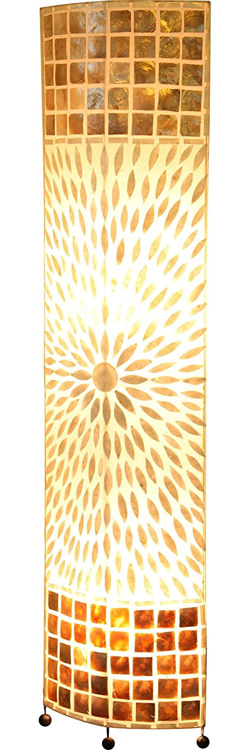 Lampadaire textile métal coquillage éclairage luminaire sur pied salle de séjour