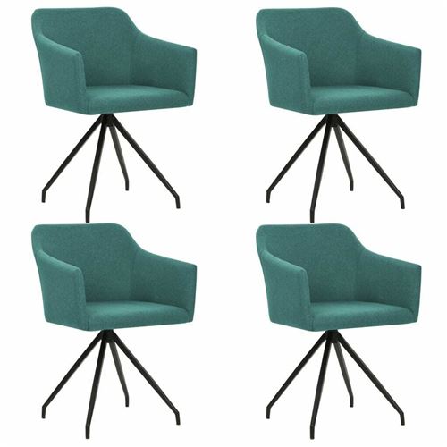 vidaXL Chaises pivotantes de salle à manger 4 pcs Vert Tissu