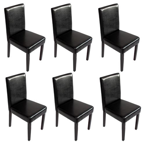 Lot de 6 chaises de séjour Littau, simili-cuir, noir, pieds foncés