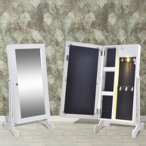 Armoire à bijoux blanche avec miroir et éclairage