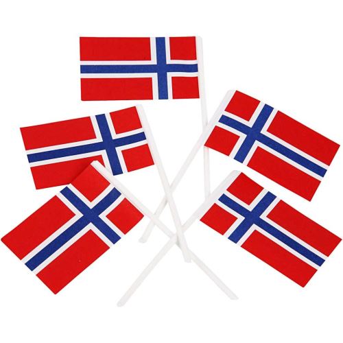 Creotime bâtonnets à cocktail Norvège 5 x 3 cm rouge/bleu 100 pièces