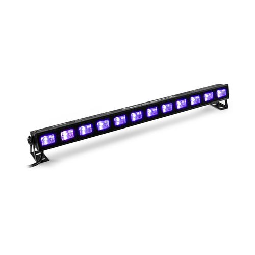 Beamz BUVW123 Barre lumineuse de 12 LED UV / blanc chaud - commande séparée - silencieux - aluminium noir