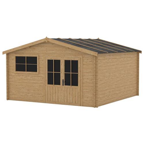 vidaXL Cabane en rondins avec fenêtre 28 mm 400x400 cm Bois