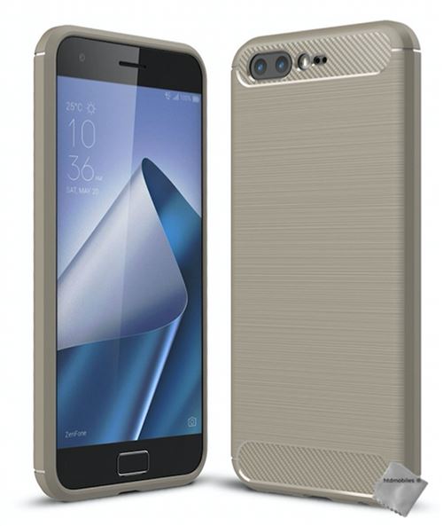Housse etui coque silicone gel carbone pour Asus Zenfone 4 Pro ZS551KL avec film ecran - GRIS