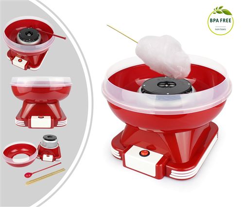 Machine à Barbe à Papa Electrique, Appareil à Barbe à Papa, Rouge, Matériau: PP, Alliage en aluminium