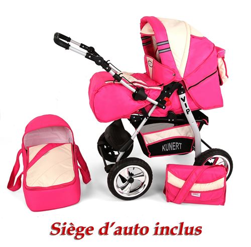 Poussette / Landau combiné 3en1 multifonctions avec équipement bébé enfant 0-36m Roues en caoutchouc Volver