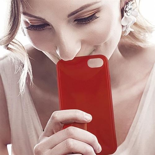 Ksix Sense Aroma Flex - Coque de protection pour téléphone portable - polyuréthanne thermoplastique (TPU) - rouge, fraise, translucide - pour Apple iPhone 6, 6s, 7