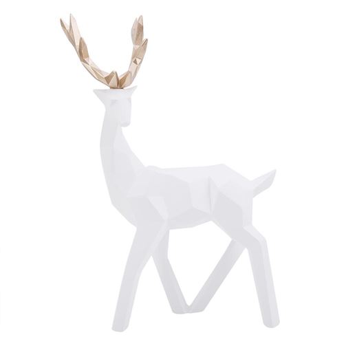 Noël Décoration 2Pcs Résine Moderne Statue de Cerf Sculpture maison bureau Ornements de Décoration de Bureau (blanc)