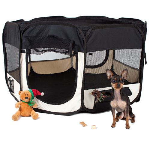 Cage de Chien ou Petits Animaux Clôture Octogonal 125 x 125 x 61 cm - Noir
