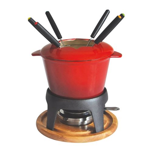 BAUMALU Service &agrave; Fondue Bourguignone caquelon rouge 17 cm