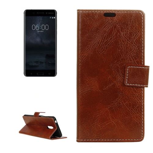 Nokia 6 Housse Etui Cuir PU Effet Peau rétro Marron ALS54483