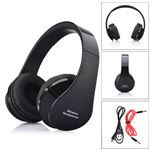 Casque sans fil Bluetooth pliable avec microphone -noir