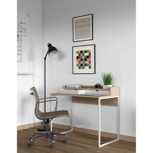 Bureau en bois imitation chêne et blanc - BU0010