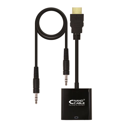 Adaptateur HDMI vers SVGA avec Audio NANOCABLE 10.16.2001-BK Noir (10 Cm + 1 m)
